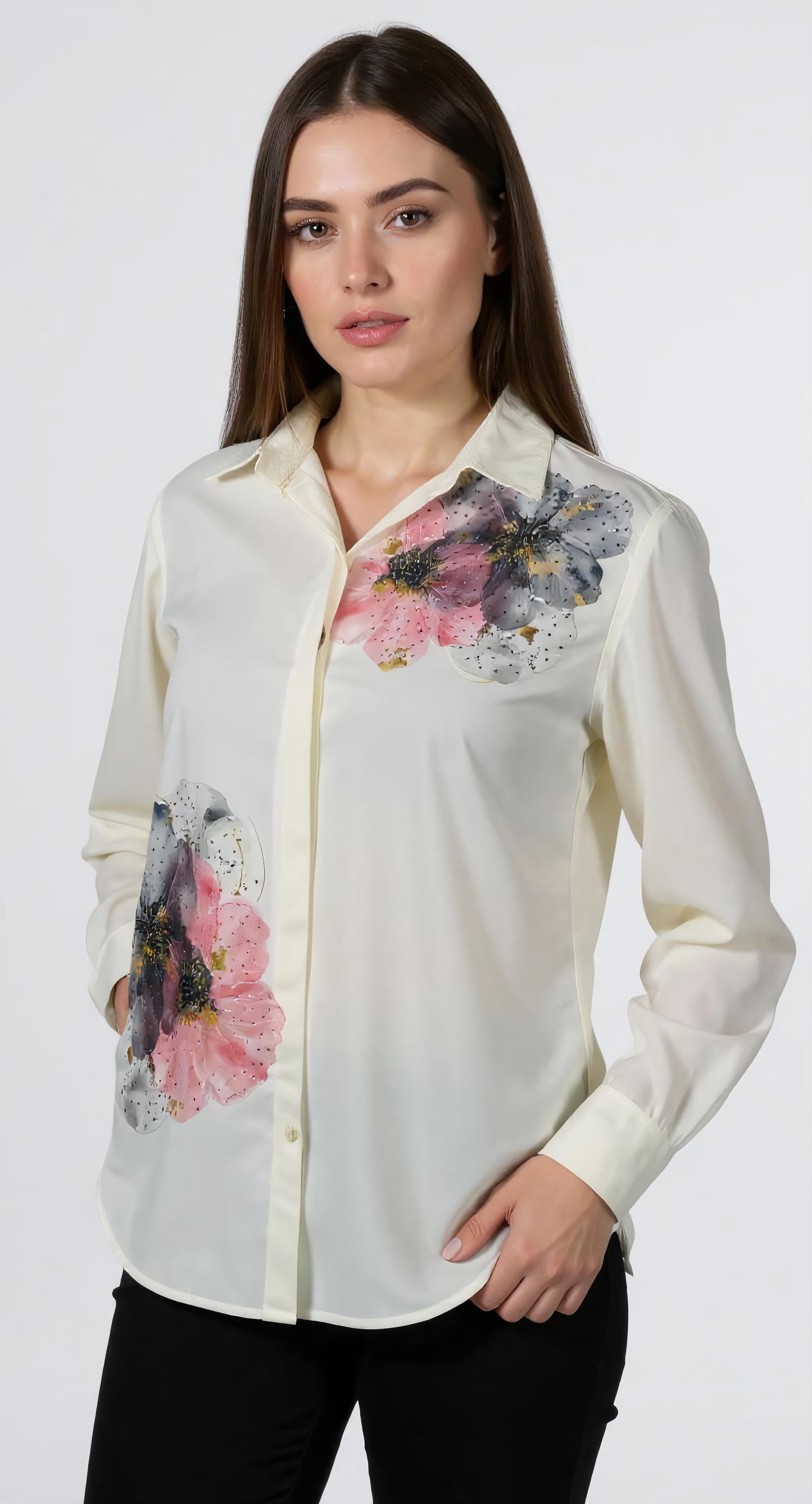 Floral Print Button-Up Blouse