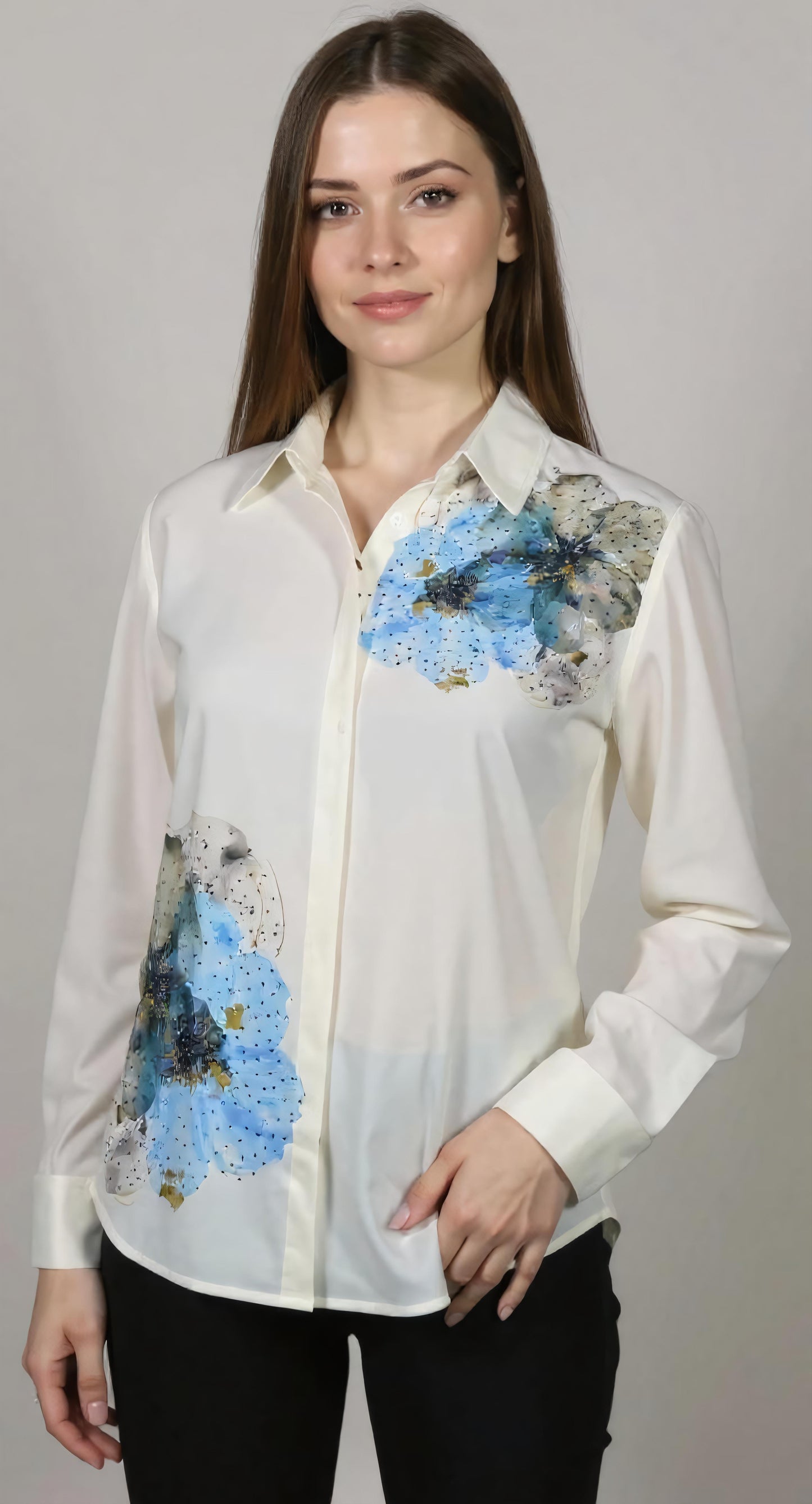 Floral Print Button-Up Blouse