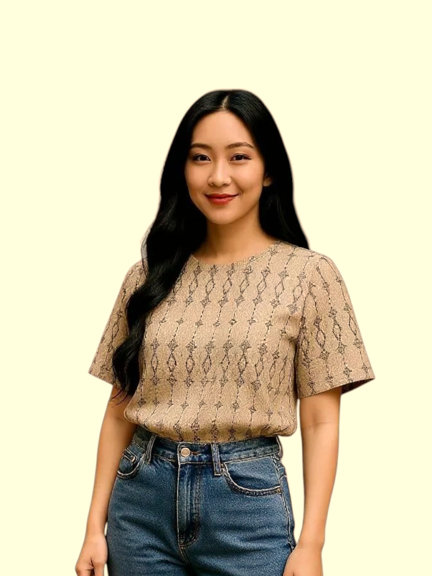 Women’s Textured Pattern Blouse – Short Sleeve Round Neck Top