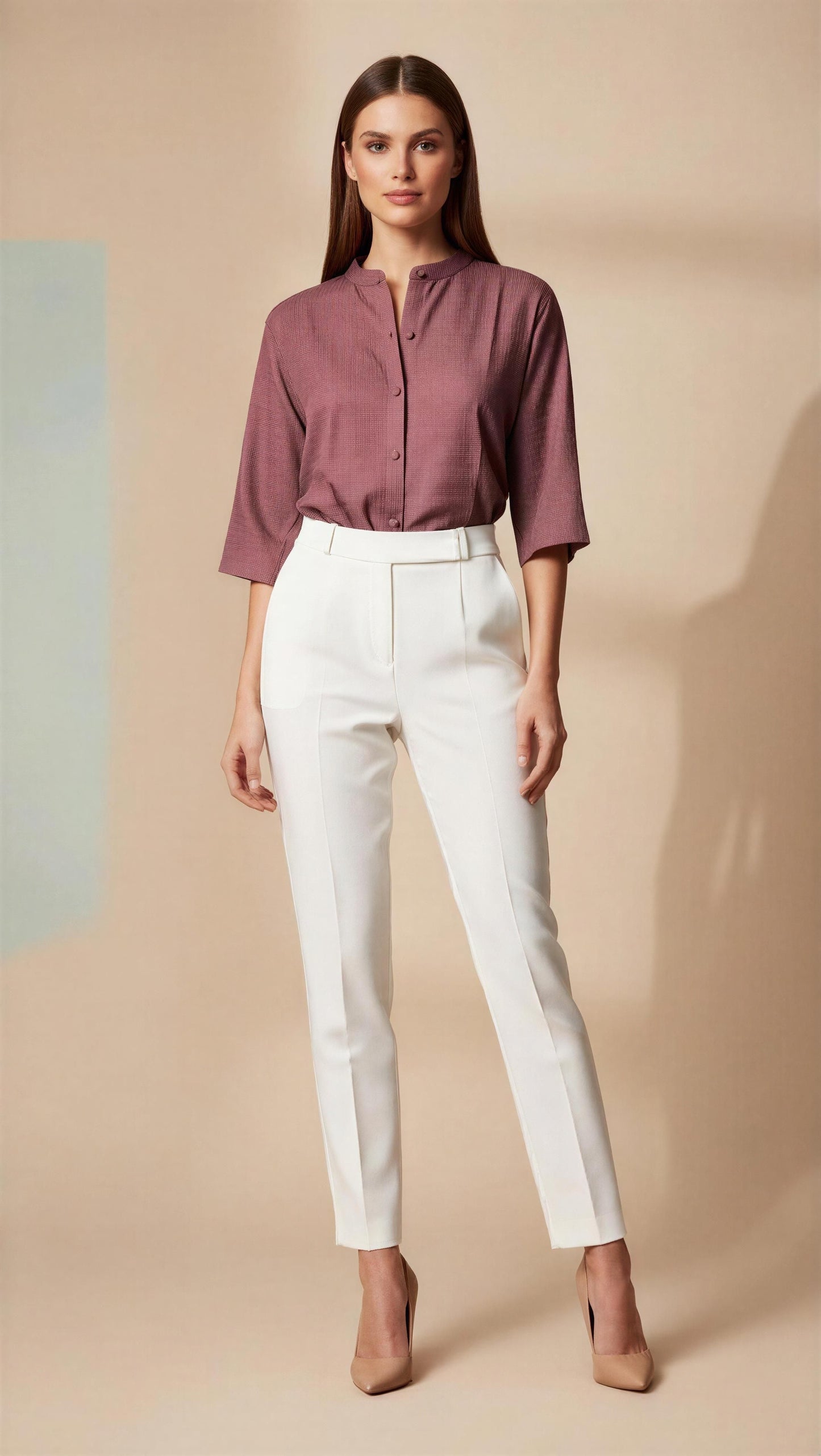 Weave Textured Button Front Top