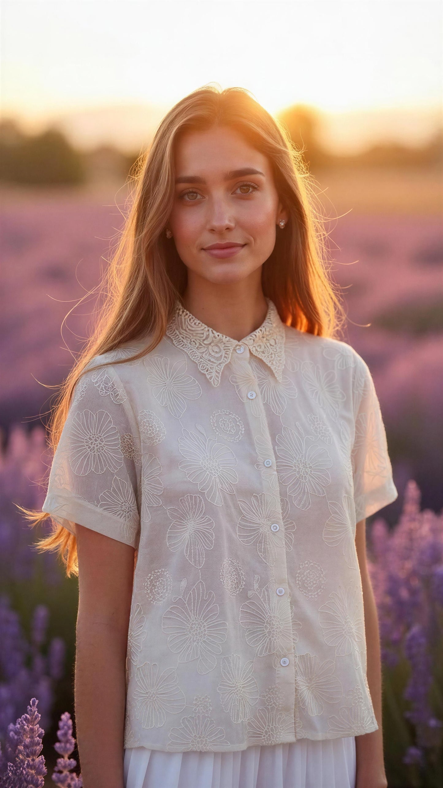 Floral Embroidered Organza Sheer Blouse With Inner Lining